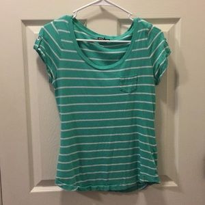 Striped t shirt with button detail